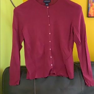 Ann Taylor burgundy cardigan button up